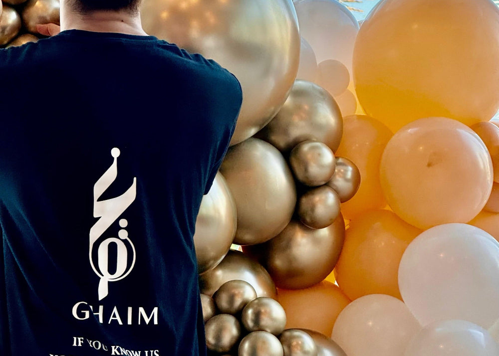 Ghaim logo – Luxury balloon arrangements and wedding backdrops in UAE