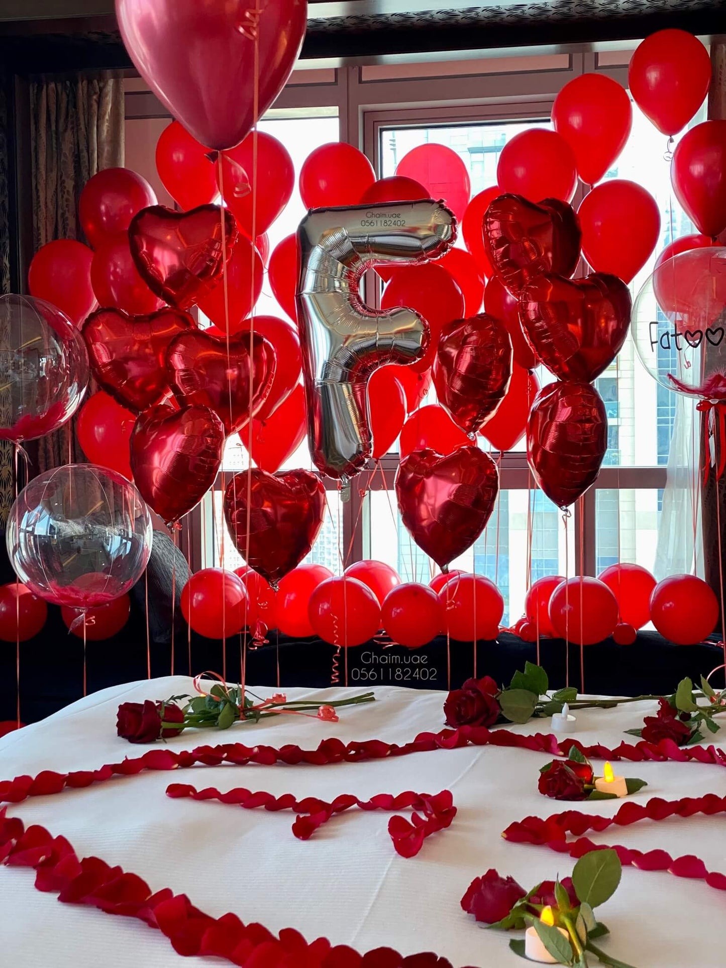 Romantic Red Heart Balloon Room Setup