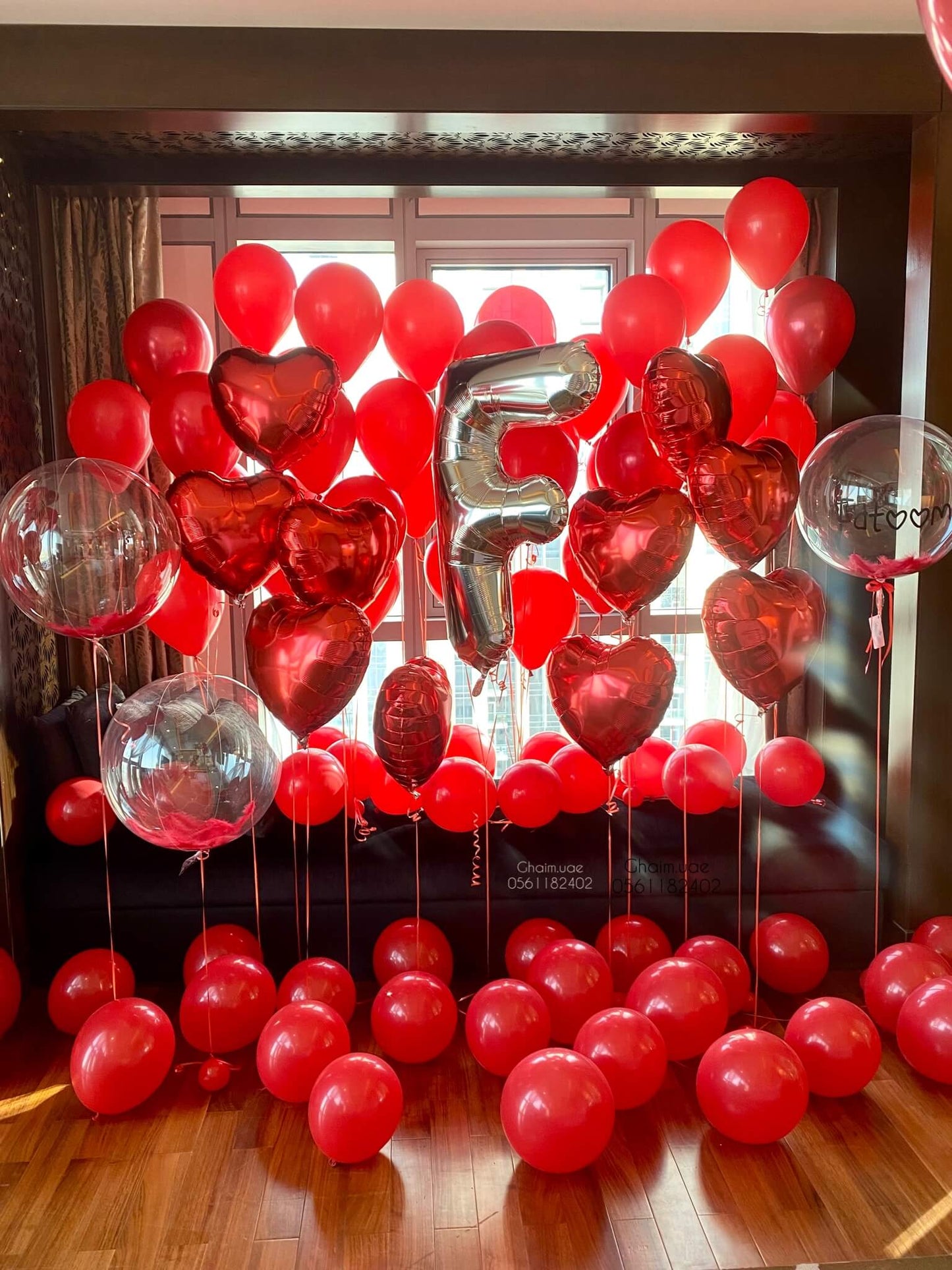 Romantic Red Heart Balloon Room Setup